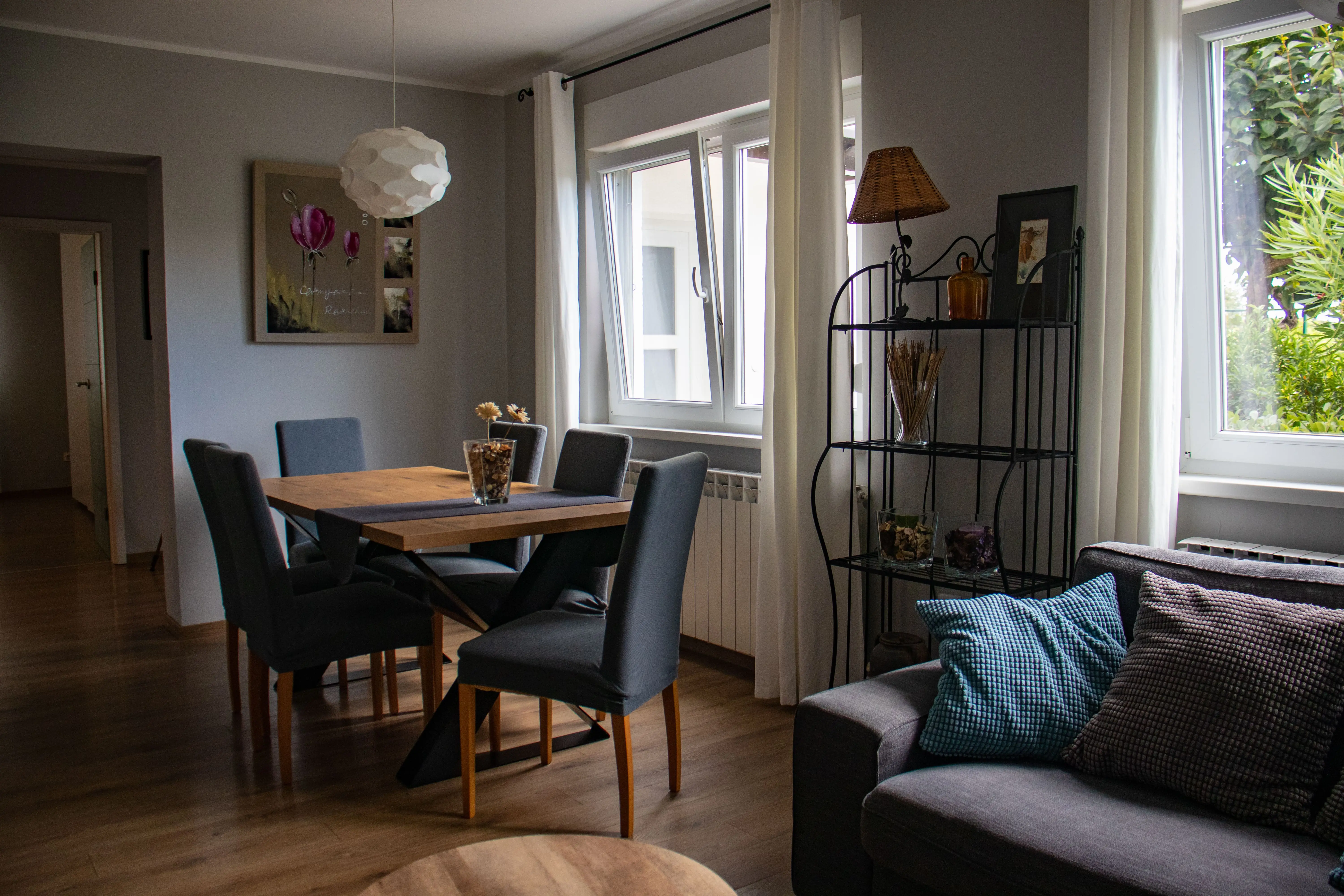 Dining room with modern furniture